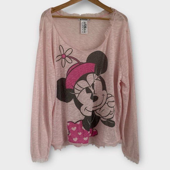 Disney Parks Minnie Mouse Pink Long Sleeve Tee - Picture 1 of 7
